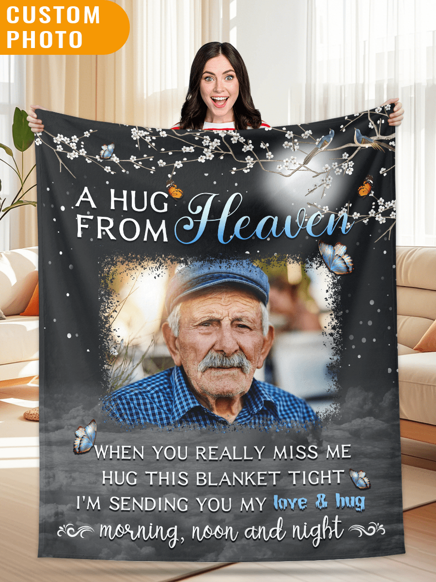 1pc Personalized Memorial Blanket, Memorial Gift For Loss Of Loved One, Custom Remembrance Blanket, Custom Blanket,Customizable Things,Personalized Blanket,Customized Gifts,Custom Photo